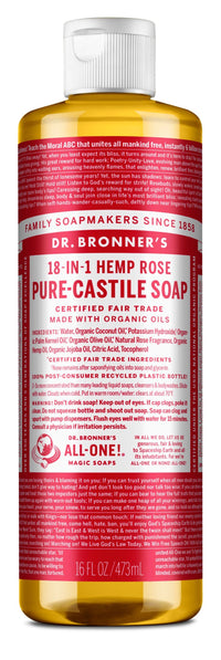 Dr. Bronners Pure-Castile Liquid Soap - Rose | Mr Vitamins