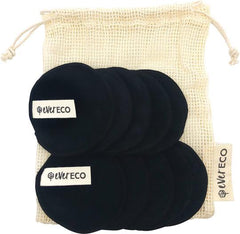 EVER ECO Reusable Bamboo Facial Pads Black with Cotton Wash Bag