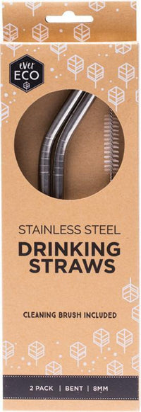 Ever Eco Stainless Steel Straws - Bent Includes Cleaning Brush | Mr Vitamins