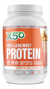 X50 100% LEAN WHEY 1.05KG Caramel Popcorn| Mr Vitamins