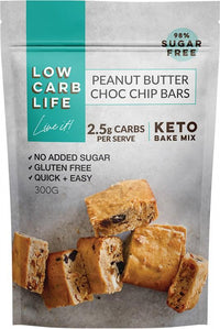 Low Carb Life Peanut Butter Choc Chip Bars Keto Bake Mix 300g | Mr Vitamins