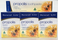 Natural Life 3 X Propolis 500mg + Free Propolis Toothpaste