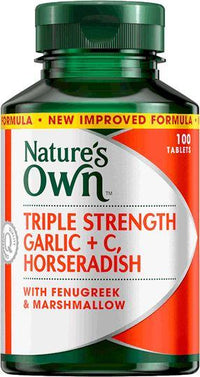 Natures Own Triple Strength Garlic + C, Horseradish 100 Tablets | Mr Vitamins
