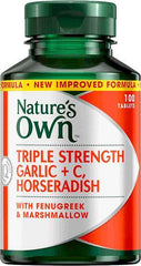 Natures Own Triple Strength Garlic + C, Horseradish
