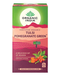 Organic India Tulsi Pomegranate Green Teabags | Mr Vitamins